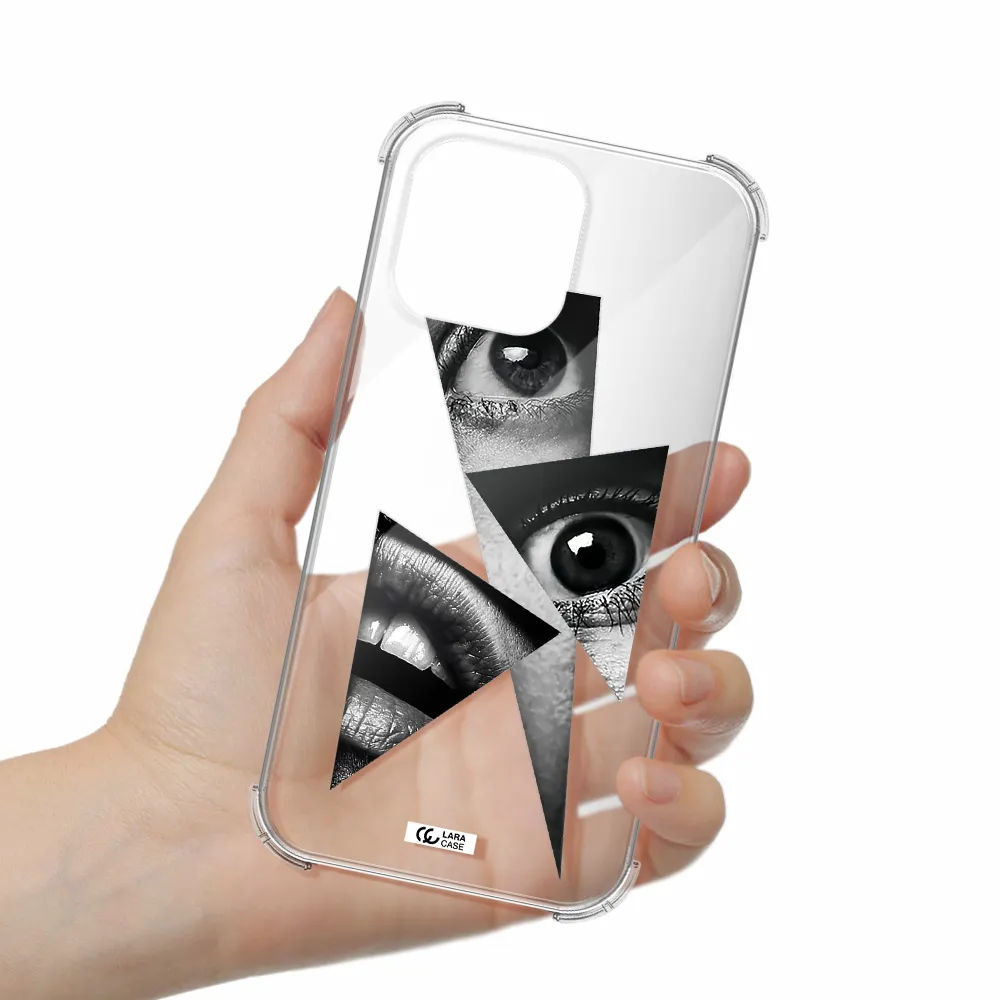 a close-up of a woman's eyes and lips Apple iPhone 14 pro max Clear PC Case