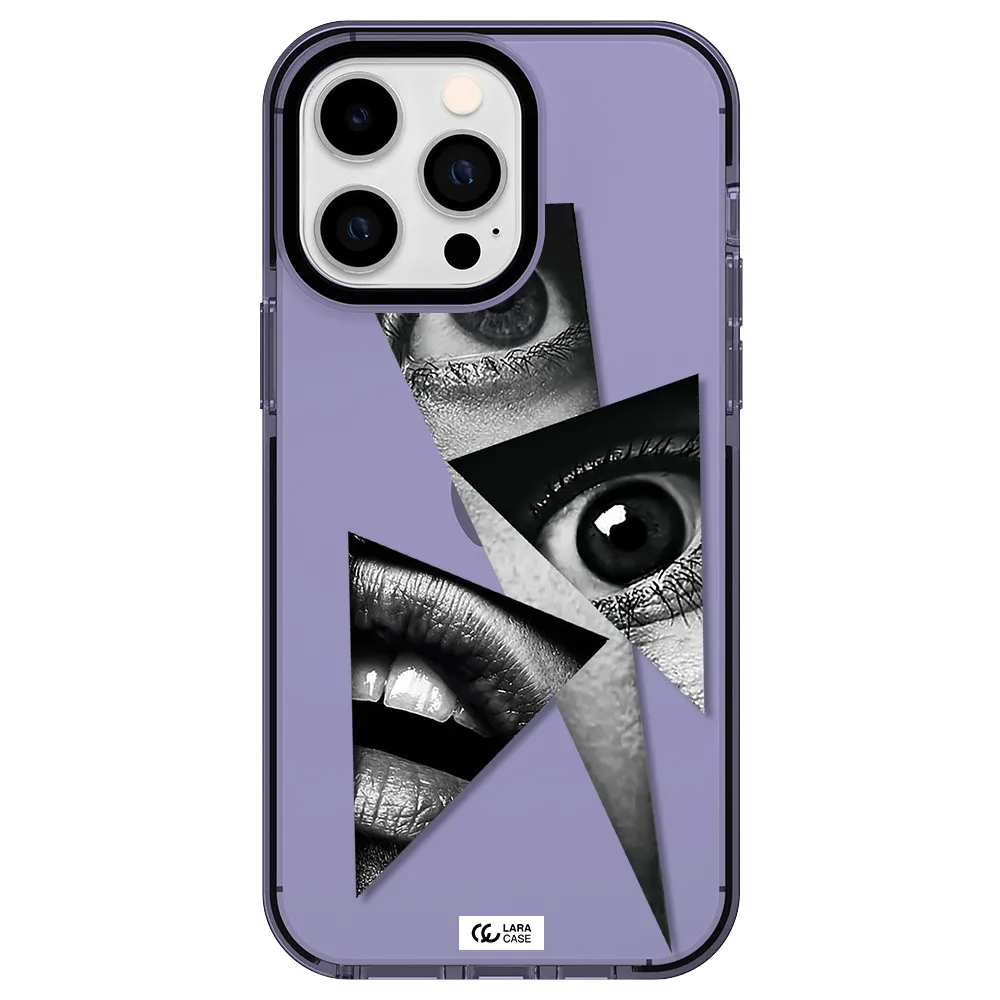 a close-up of a woman's eyes and lips Apple iPhone 14 pro max impact Lilac Case