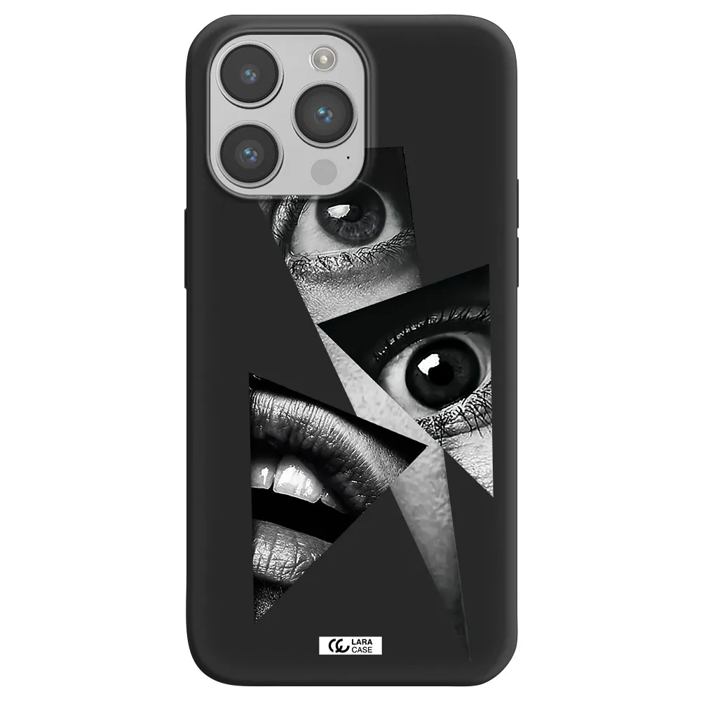 a close-up of a woman's eyes and lips Apple iPhone 14 pro max Silicone black Case