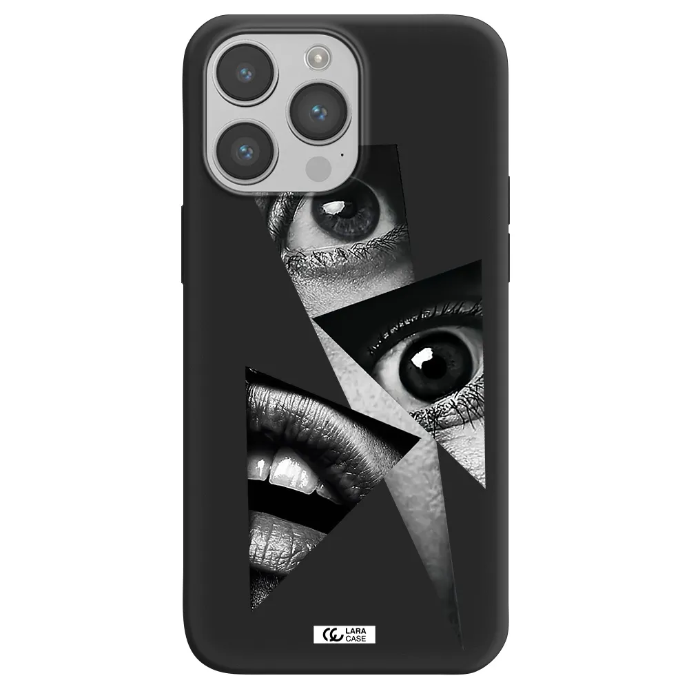a close-up of a woman's eyes and lips Apple iPhone 14 pro Silicone black Case