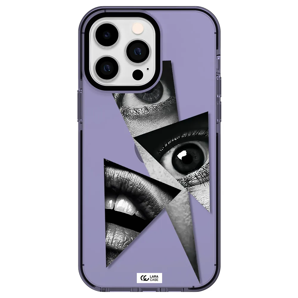 a close-up of a woman's eyes and lips Apple iPhone 15 Pro impact Lilac Case