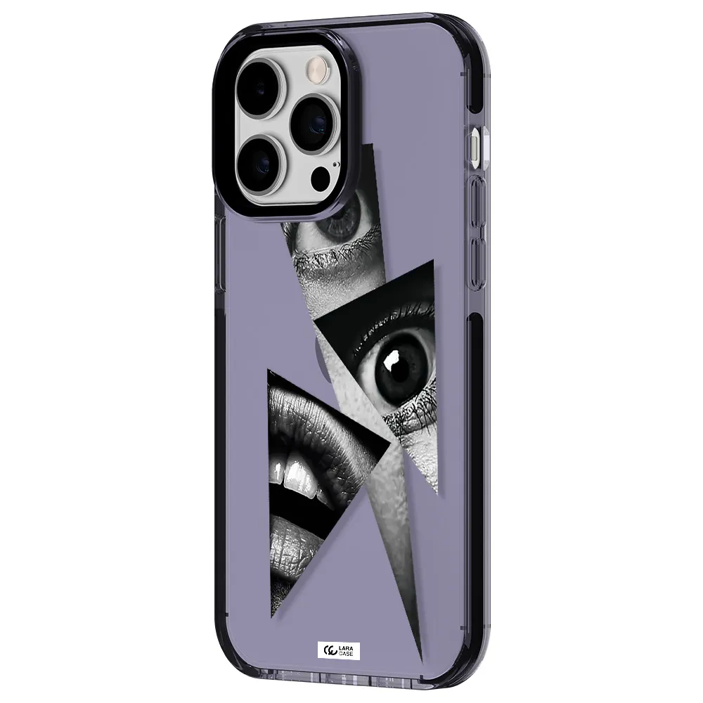 a close-up of a woman's eyes and lips Apple iPhone 15 Pro impact Lilac Case