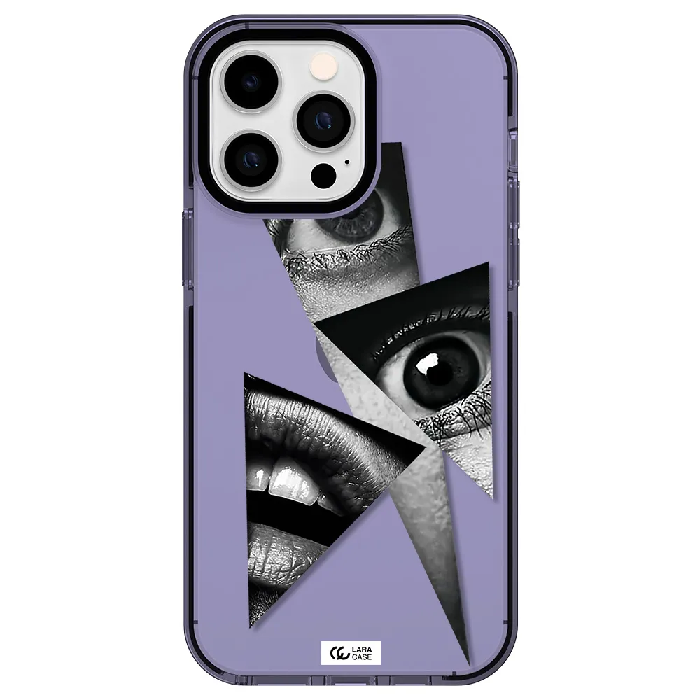 a close-up of a woman's eyes and lips Apple iPhone 15 Pro Max impact Lilac Case