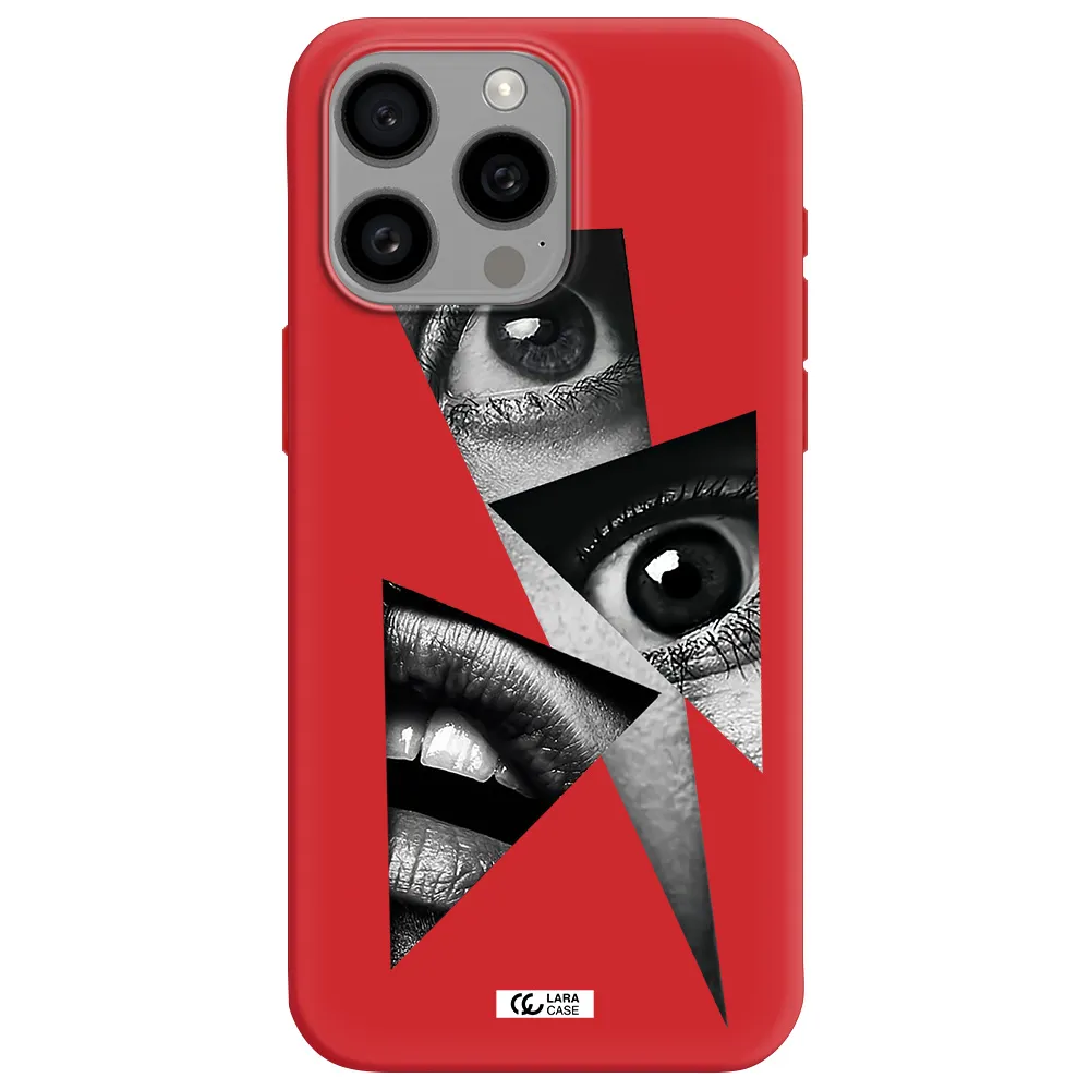A Close-Up Of A Woman's Eyes And Lips Apple Iphone 15 Pro Max Silicone Imperial Red Case