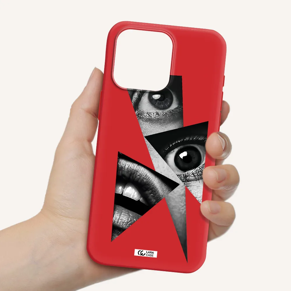 A Close-Up Of A Woman's Eyes And Lips Apple Iphone 15 Pro Max Silicone Imperial Red Case
