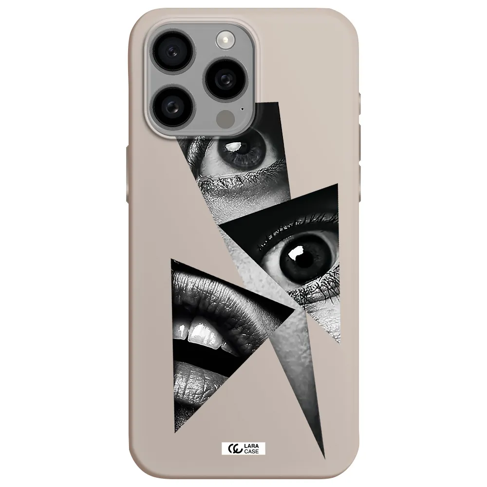 a close-up of a woman's eyes and lips Apple Iphone 15 Pro max Silicone Stone Case