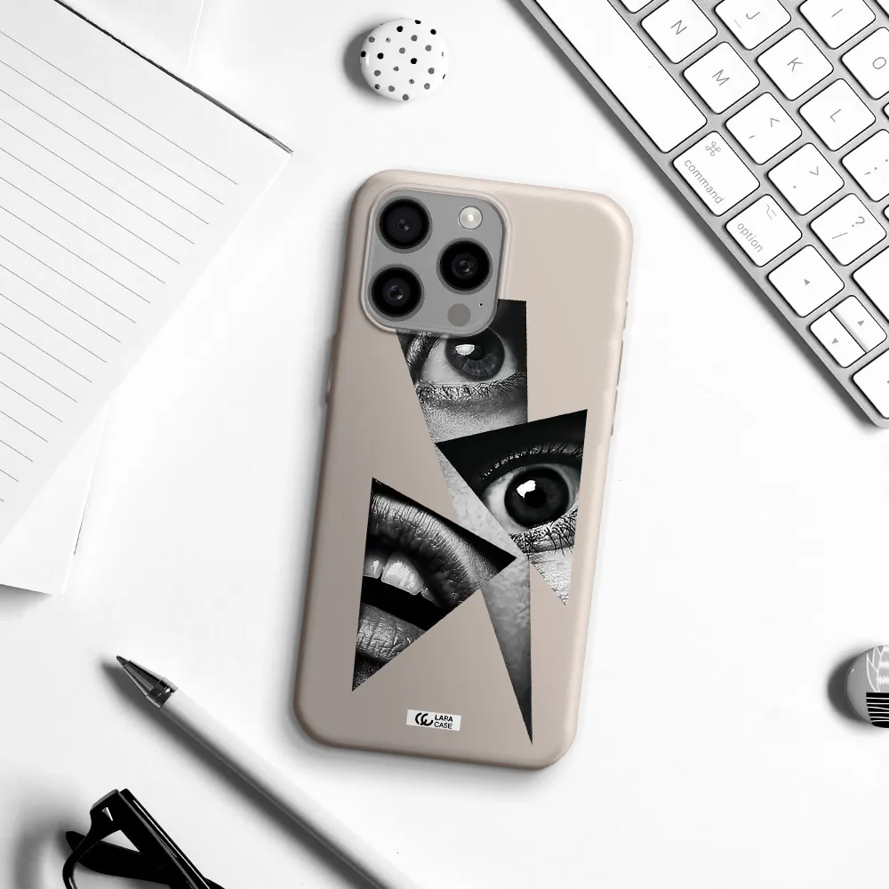 a close-up of a woman's eyes and lips Apple Iphone 15 Pro max Silicone Stone Case