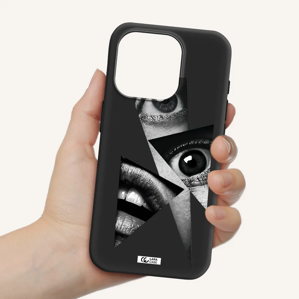 A Close-Up Of A Woman's Eyes And Lips Apple Iphone 15 Pro Silicone Black Case