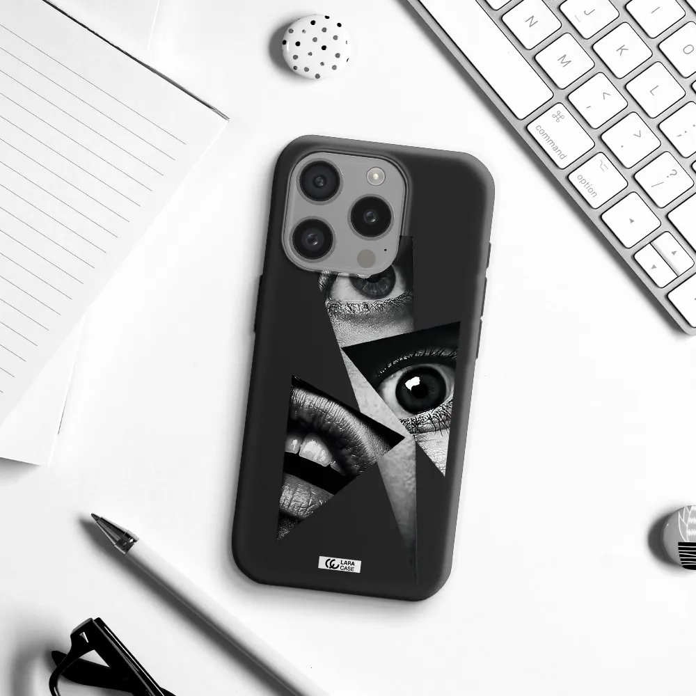 A Close-Up Of A Woman's Eyes And Lips Apple Iphone 15 Pro Silicone Black Case