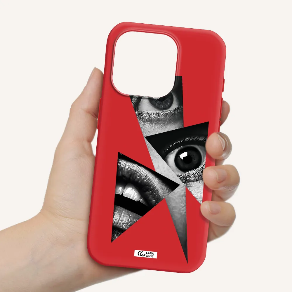 A Close-Up Of A Woman's Eyes And Lips Apple Iphone 15 Pro Silicone Imperial Red Case