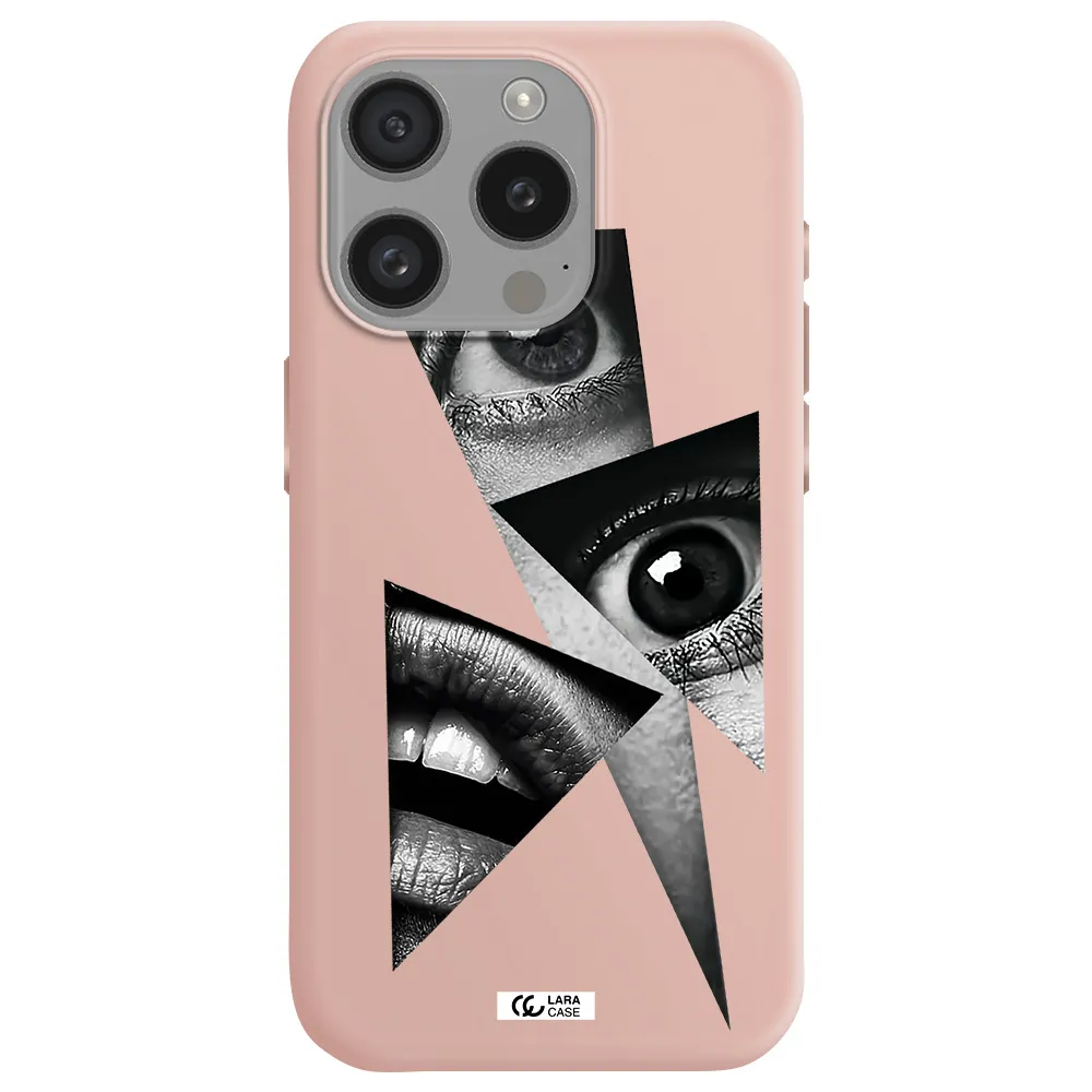 A Close-Up Of A Woman's Eyes And Lips Apple Iphone 15 Pro Silicone Pastel Pink Case