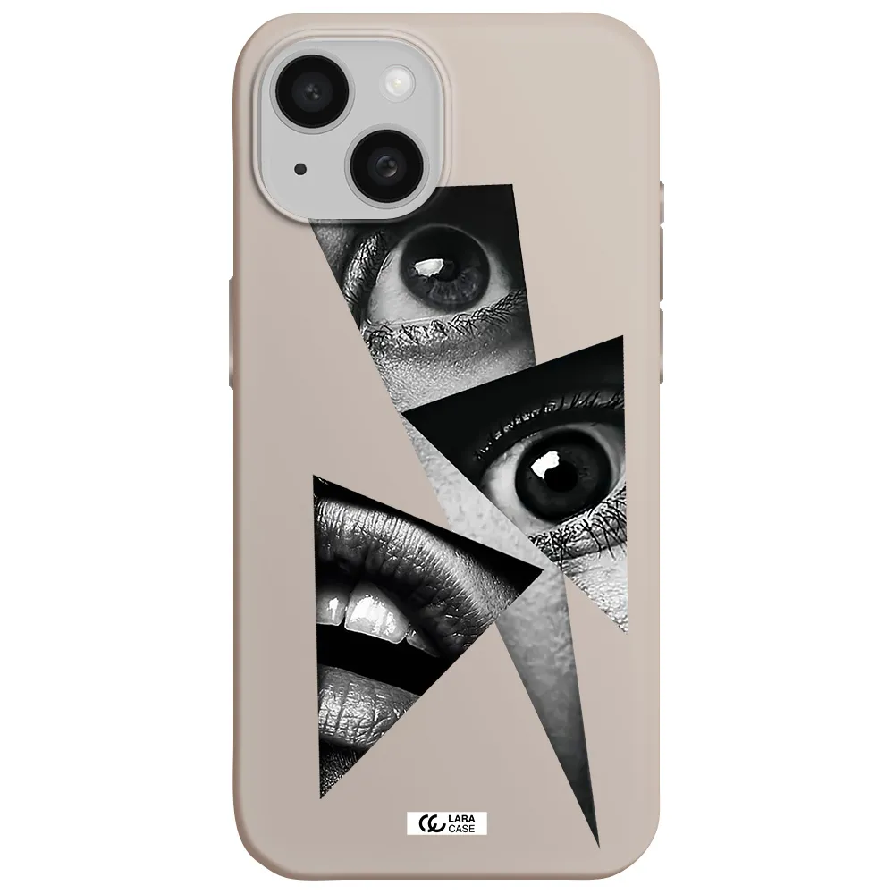 a close-up of a woman's eyes and lips Apple iPhone 15 Silicone Stone Case