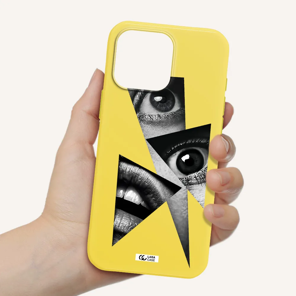 A Close-Up Of A Woman's Eyes And Lips Apple Iphone 16 Pro Max Silicone Canary Yellow Case