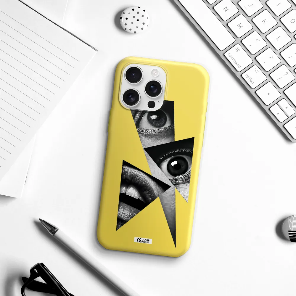 A Close-Up Of A Woman's Eyes And Lips Apple Iphone 16 Pro Max Silicone Canary Yellow Case