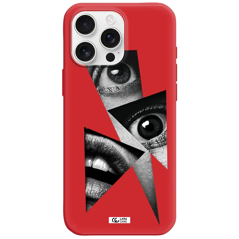 A Close-Up Of A Woman's Eyes And Lips Apple Iphone 16 Pro Max Silicone Imperial Red Case