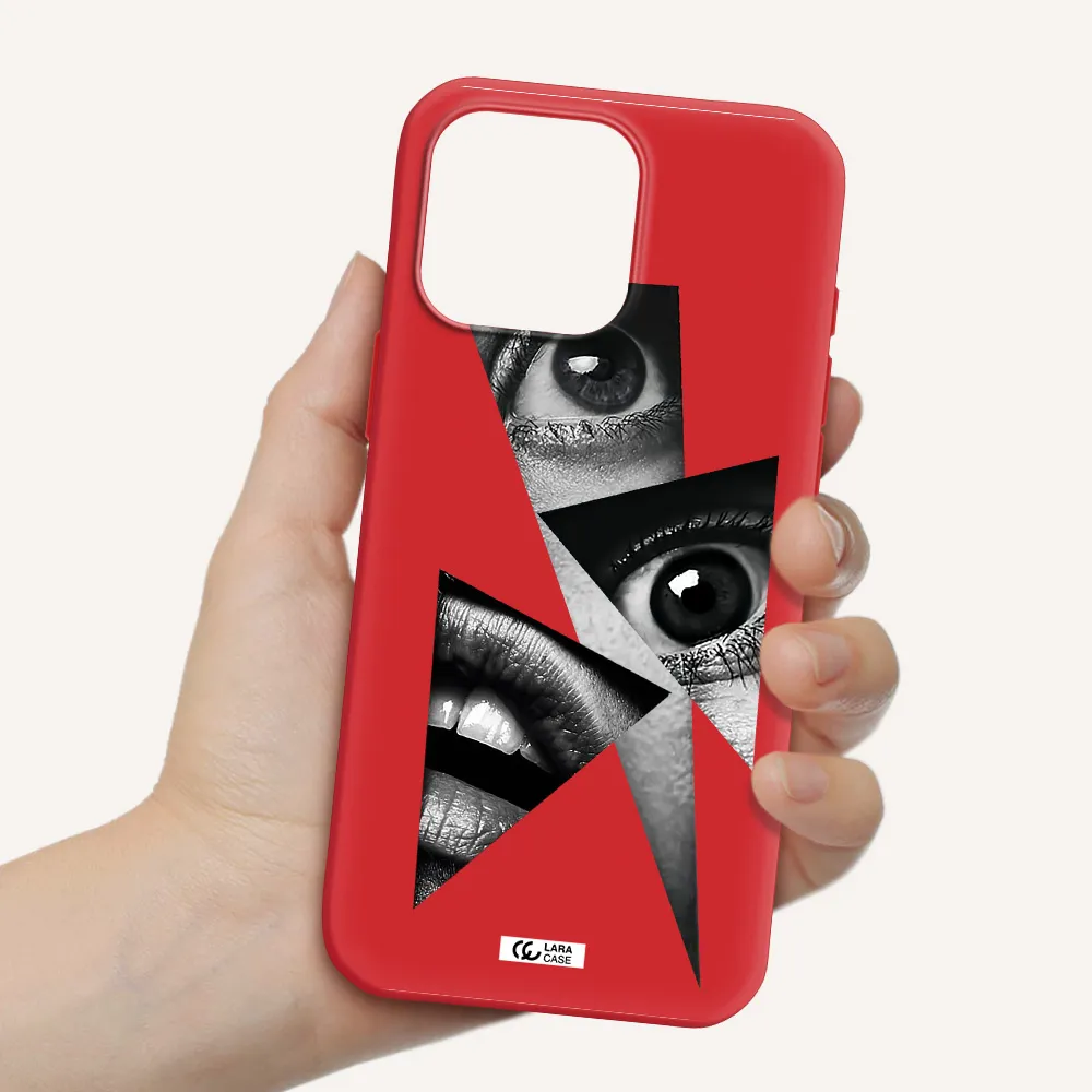 A Close-Up Of A Woman's Eyes And Lips Apple Iphone 16 Pro Max Silicone Imperial Red Case