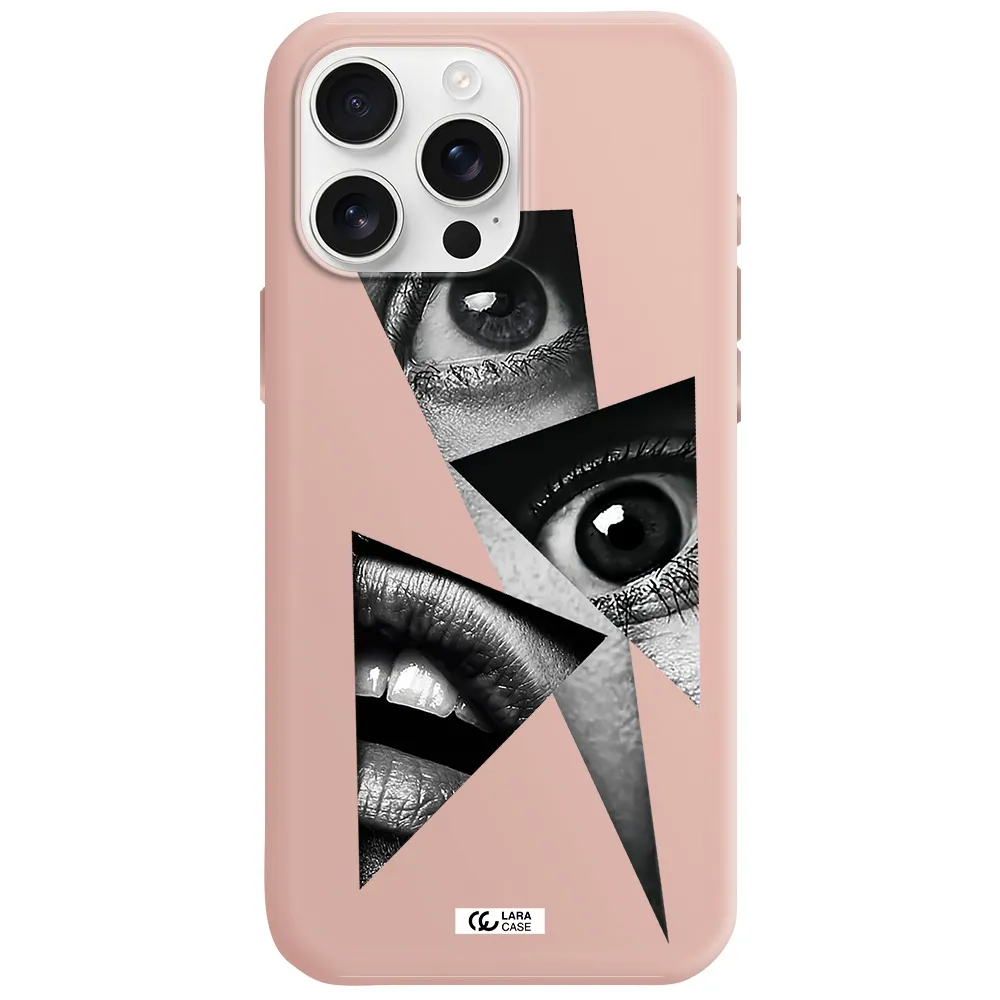 A Close-Up Of A Woman's Eyes And Lips Apple Iphone 16 Pro Max Silicone Pastel Pink Case