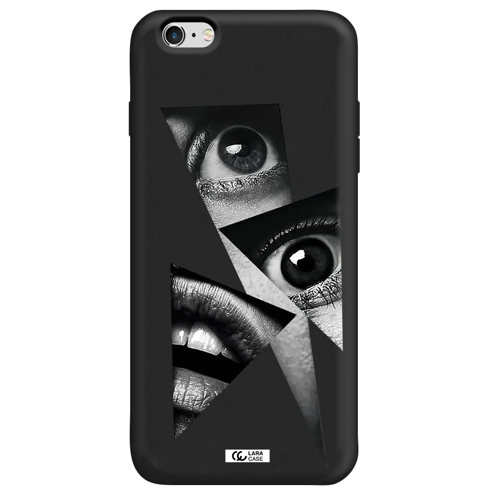 a close-up of a woman's eyes and lips Apple iPhone 6 plus Silicone black Case