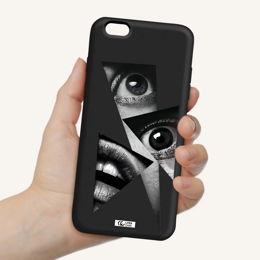 a close-up of a woman's eyes and lips Apple iPhone 6 plus Silicone black Case