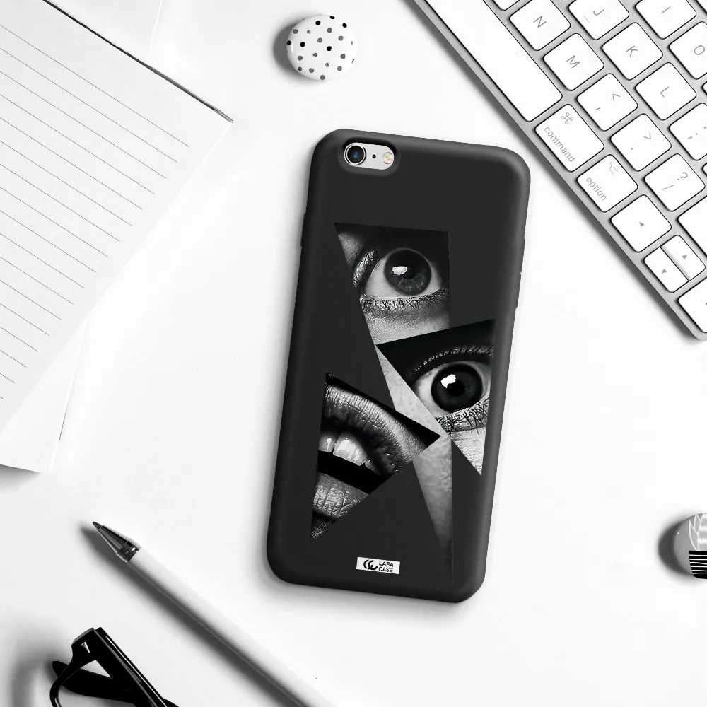 a close-up of a woman's eyes and lips Apple iPhone 6 plus Silicone black Case