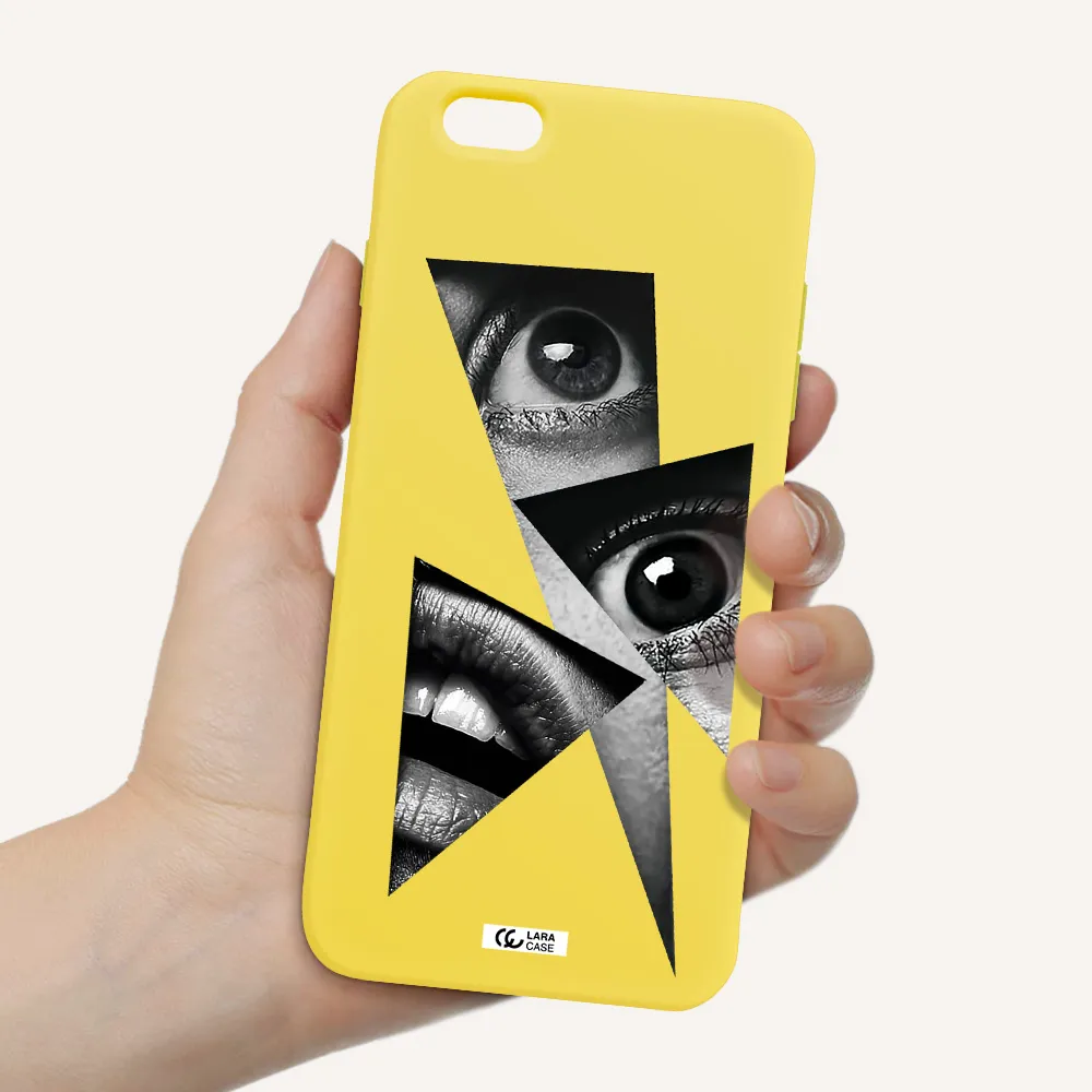 a close-up of a woman's eyes and lips Apple iPhone 6 plus Silicone canary yellow Case