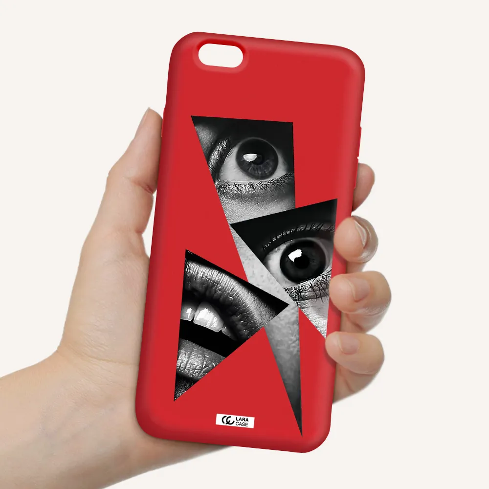 a close-up of a woman's eyes and lips Apple iPhone 6 plus Silicone Imperial Red Case