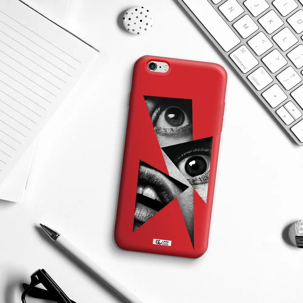 a close-up of a woman's eyes and lips Apple iPhone 6 plus Silicone Imperial Red Case
