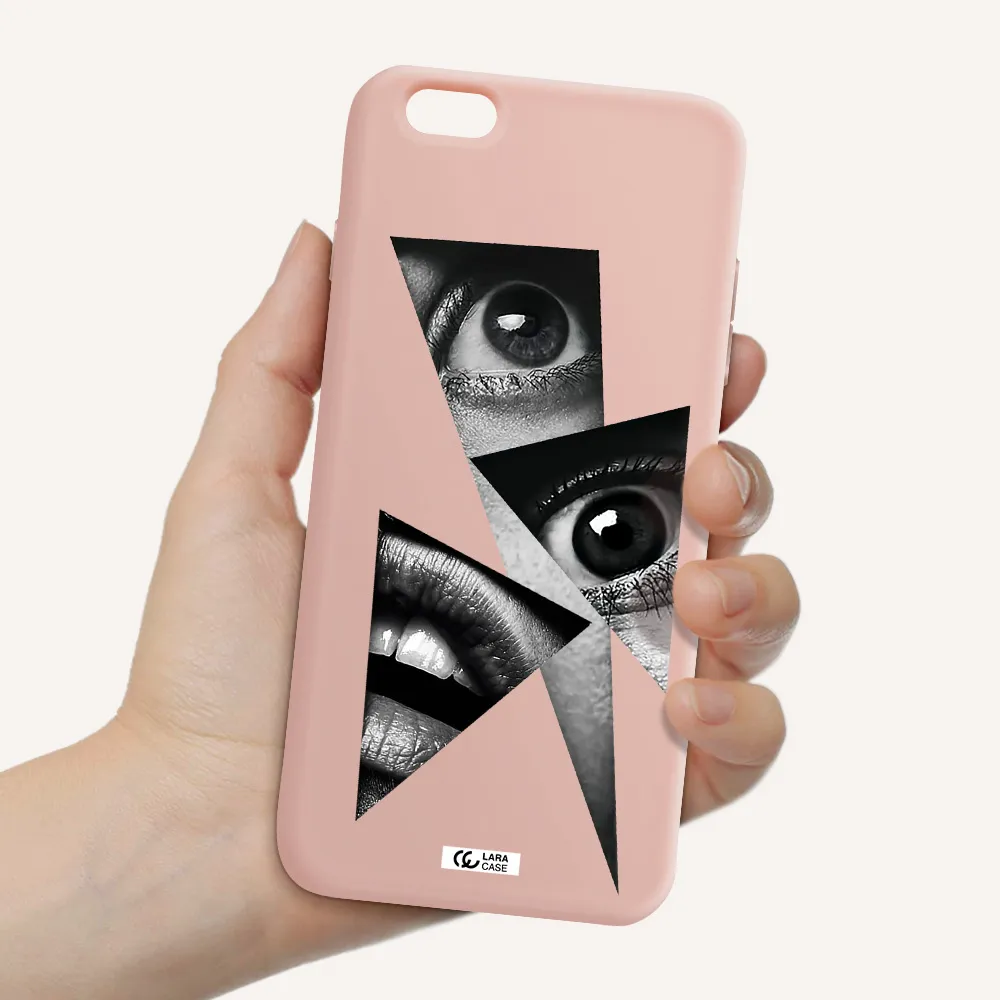 a close-up of a woman's eyes and lips Apple iPhone 6 plus Silicone pastel pink Case