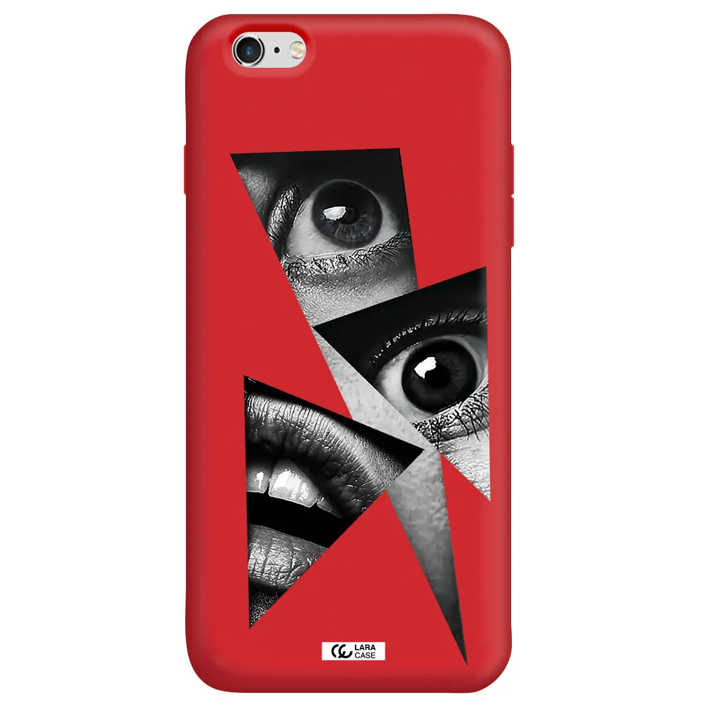 a close-up of a woman's eyes and lips Apple iPhone 6 s plus Silicone Imperial Red Case