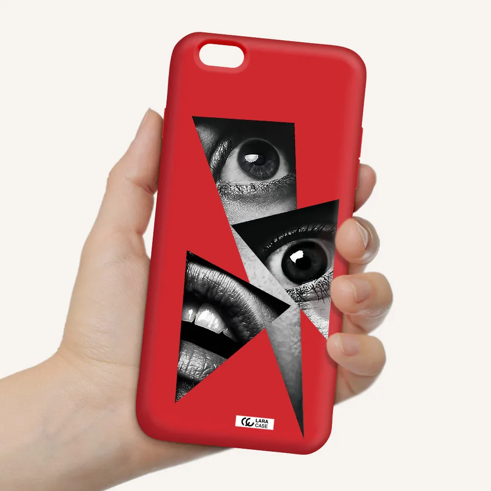 a close-up of a woman's eyes and lips Apple iPhone 6 s plus Silicone Imperial Red Case