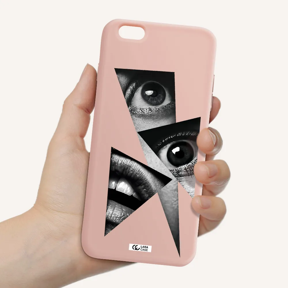 a close-up of a woman's eyes and lips Apple iPhone 6 s plus Silicone pastel pink Case