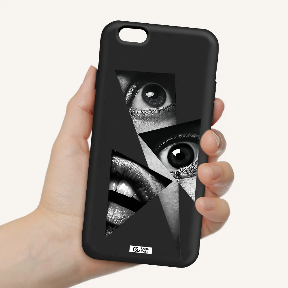 a close-up of a woman's eyes and lips Apple iPhone 6 Silicone black Case
