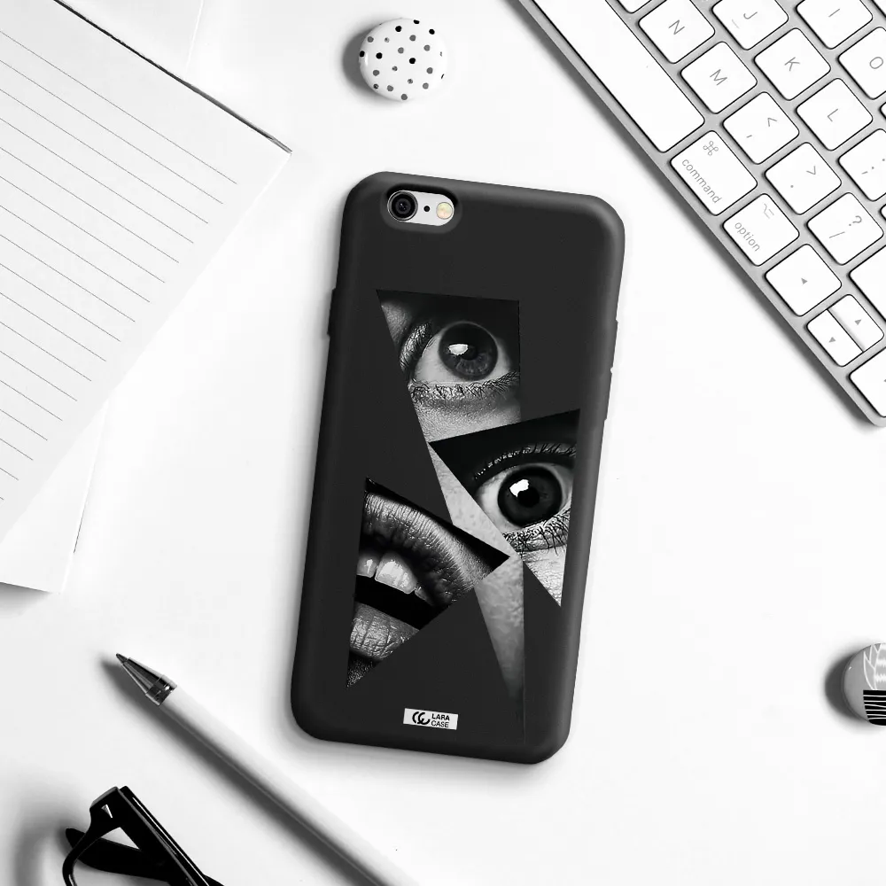 a close-up of a woman's eyes and lips Apple iPhone 6 Silicone black Case