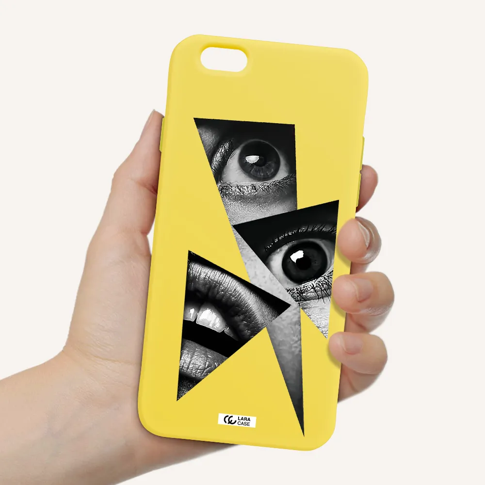 a close-up of a woman's eyes and lips Apple iPhone 6 Silicone canary yellow Case