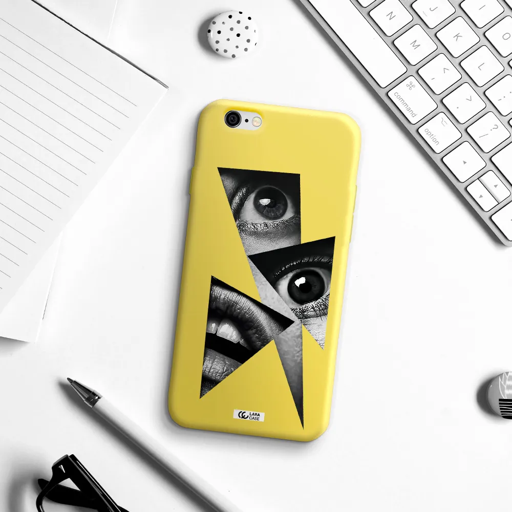 a close-up of a woman's eyes and lips Apple iPhone 6 Silicone canary yellow Case
