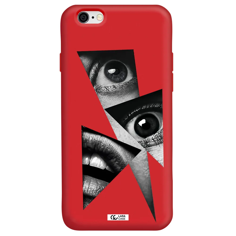 a close-up of a woman's eyes and lips Apple iPhone 6 Silicone Imperial Red Case