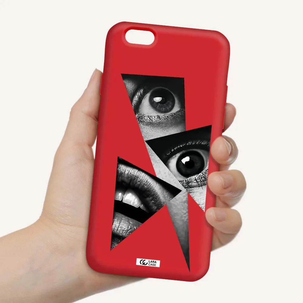 a close-up of a woman's eyes and lips Apple iPhone 6 Silicone Imperial Red Case