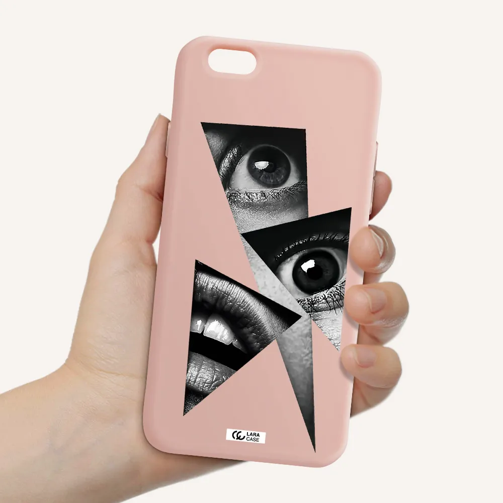 a close-up of a woman's eyes and lips Apple iPhone 6 Silicone pastel pink Case