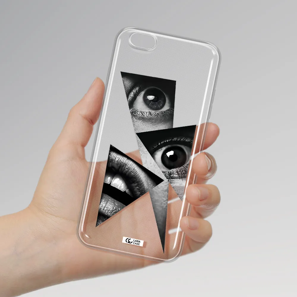 a close-up of a woman's eyes and lips Apple iPhone 6S Clear TPU Case