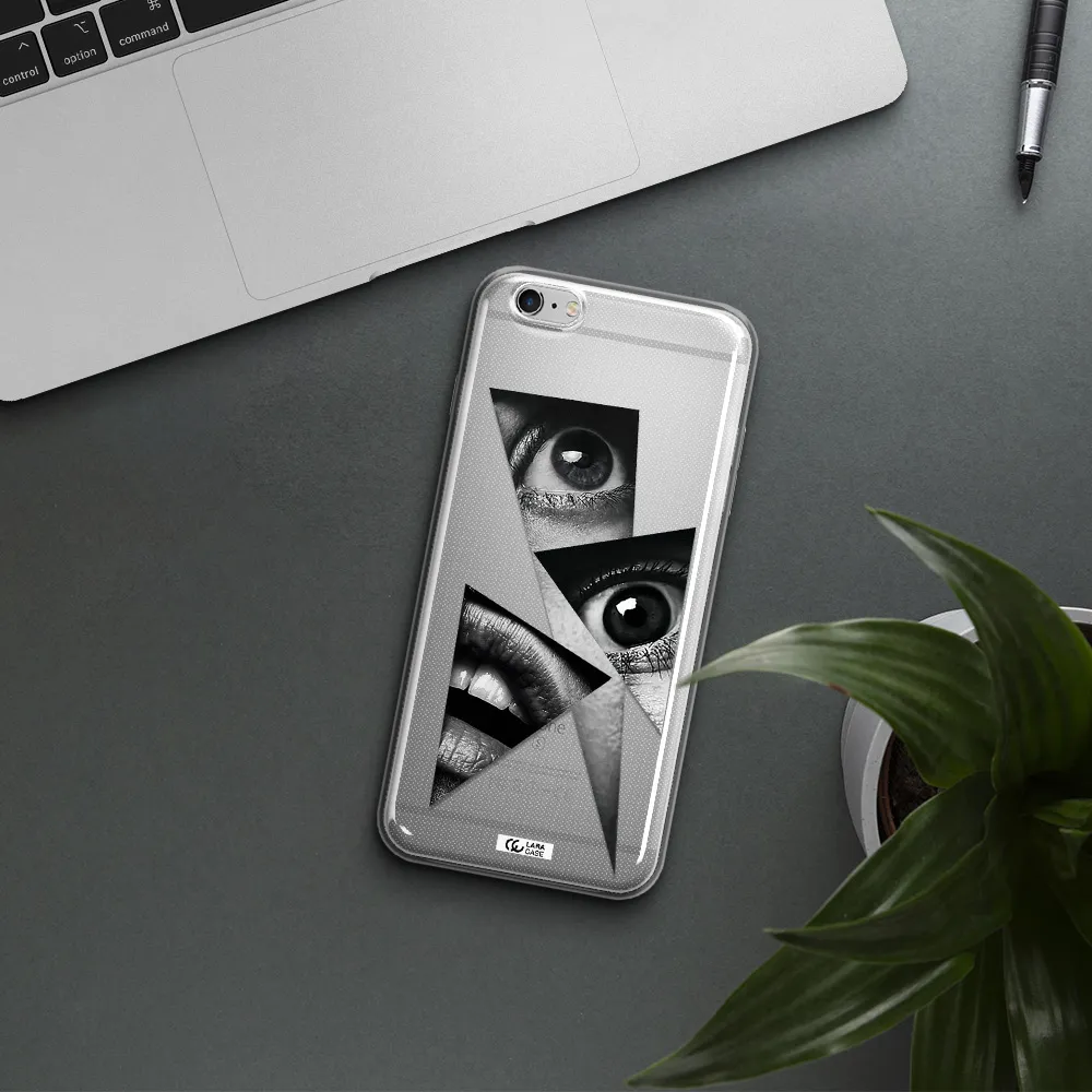 a close-up of a woman's eyes and lips Apple iPhone 6S Clear TPU Case