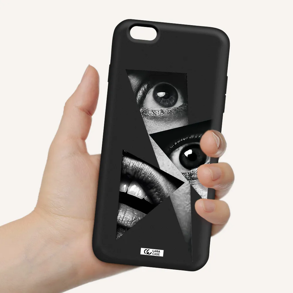 a close-up of a woman's eyes and lips Apple iPhone 6S Silicone black Case