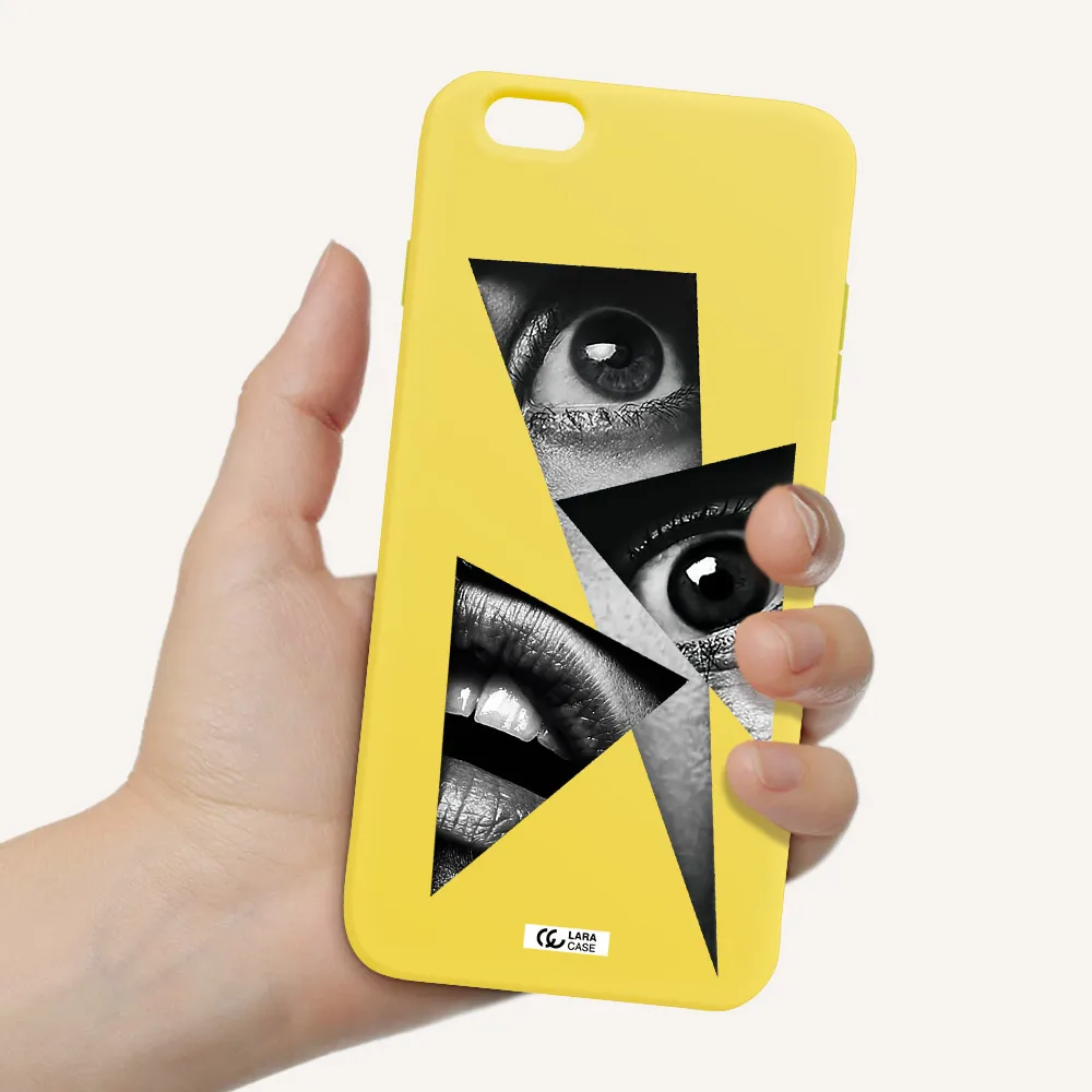 a close-up of a woman's eyes and lips Apple iPhone 6S Silicone canary yellow Case