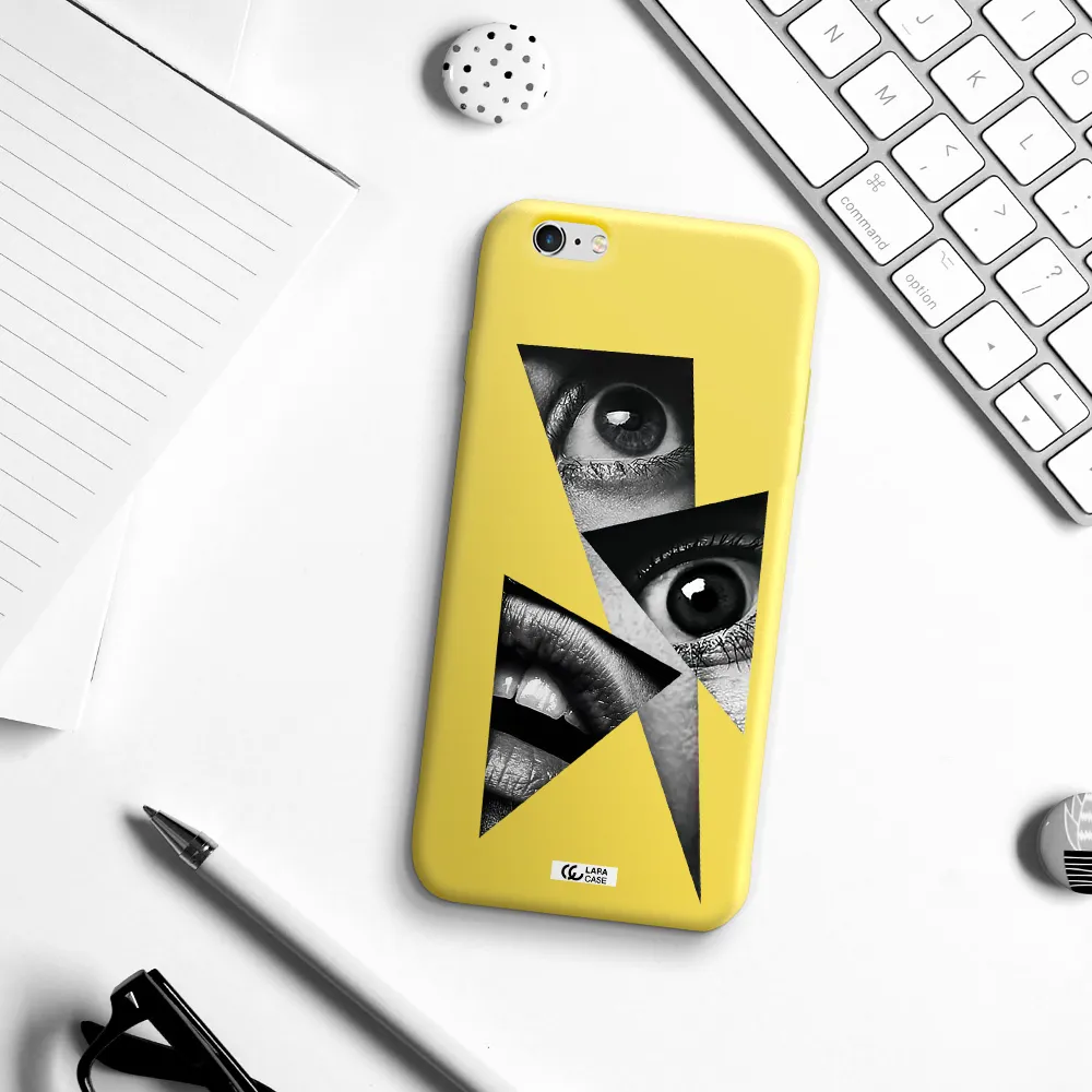 a close-up of a woman's eyes and lips Apple iPhone 6S Silicone canary yellow Case