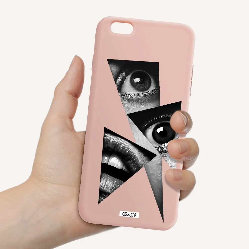 a close-up of a woman's eyes and lips Apple iPhone 6S Silicone pastel pink Case