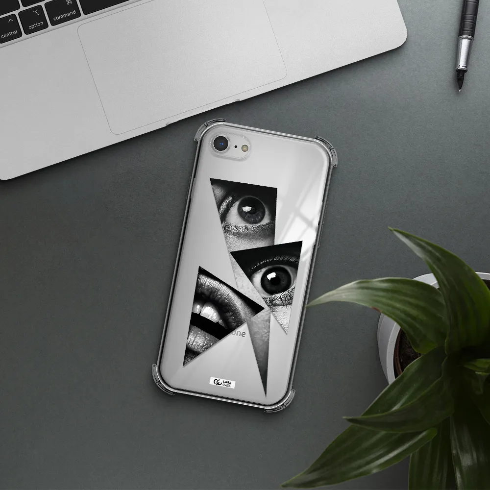 a close-up of a woman's eyes and lips Apple iPhone 7 Clear PC Case