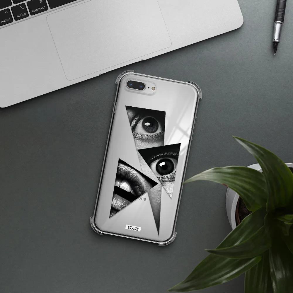a close-up of a woman's eyes and lips Apple iPhone 7 plus Clear PC Case