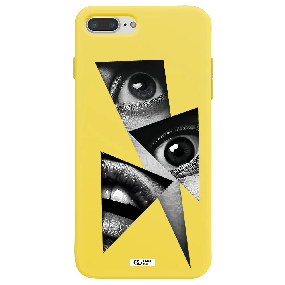 a close-up of a woman's eyes and lips Apple iPhone 7 plus Silicone canary yellow Case