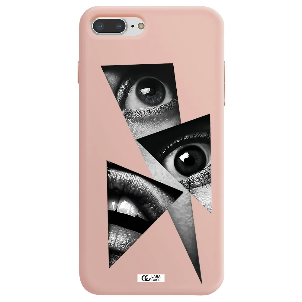 a close-up of a woman's eyes and lips Apple iPhone 7 plus Silicone pastel pink Case