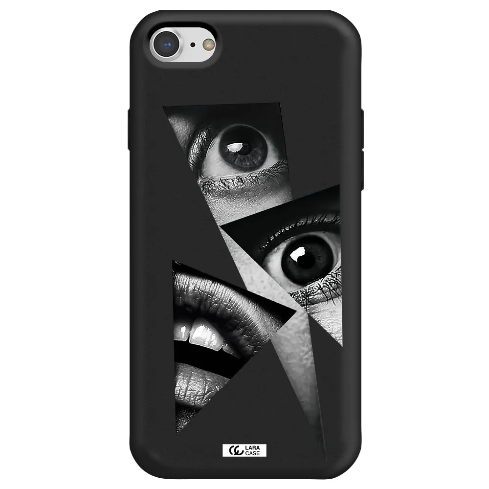a close-up of a woman's eyes and lips Apple iPhone 7 Silicone black Case