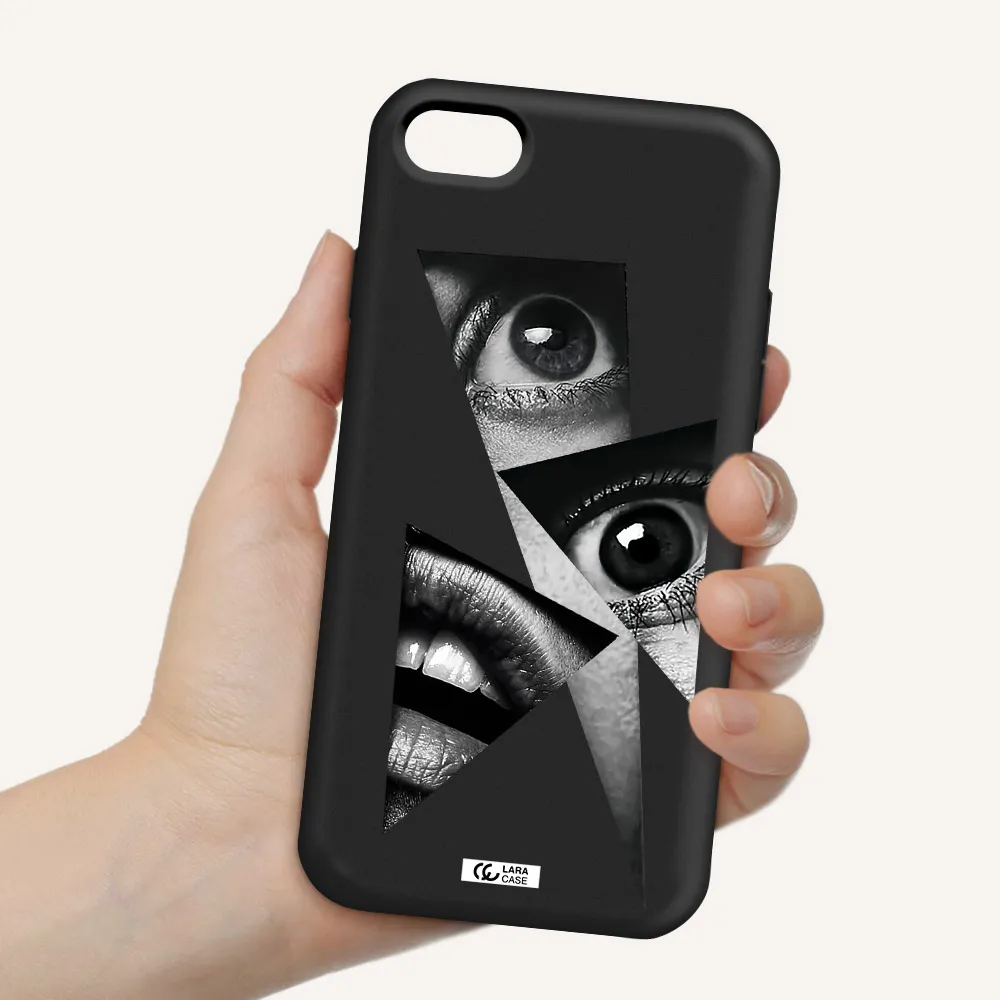 a close-up of a woman's eyes and lips Apple iPhone 7 Silicone black Case